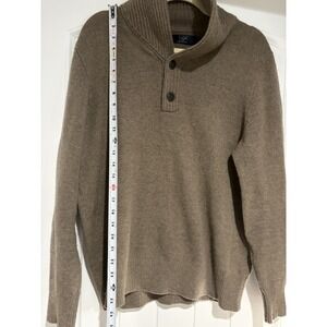 J Crew Tan Sweater Men's Size M Lambswool Blend Shawl Neck Pullover